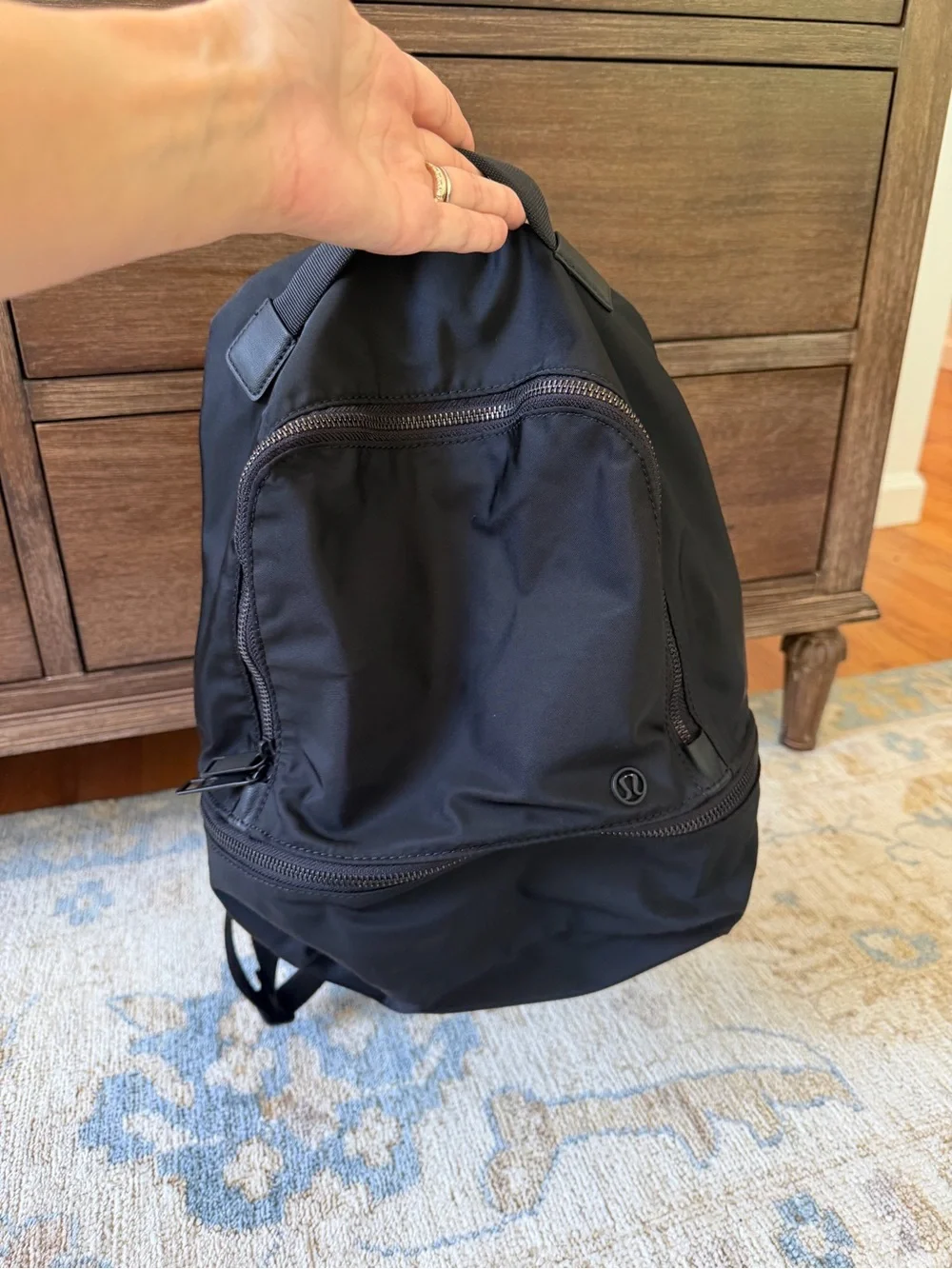 lululemon Black Compact Backpack with shoe compartment
